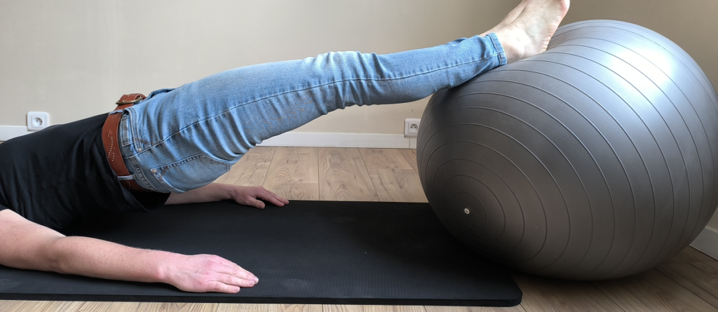 exercice gainage swissball dos