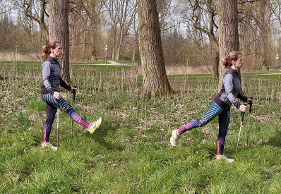 lancé de jambes La marche nordique