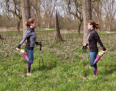 etirement quadriceps La marche nordique